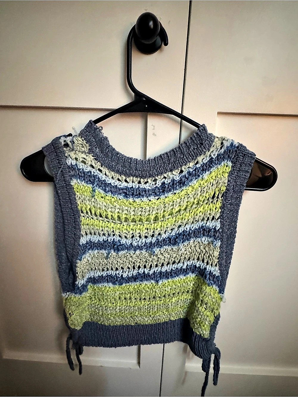ZARA Striped Knit Sweater Vest in Green & Blue